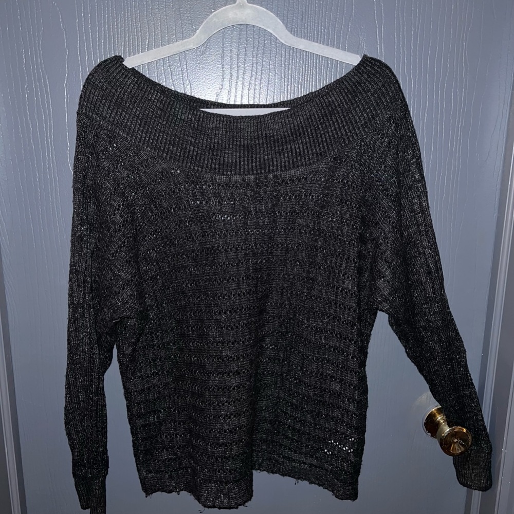 Maurices —Boat Neck Knit Sweater Size M Black Marled EUC